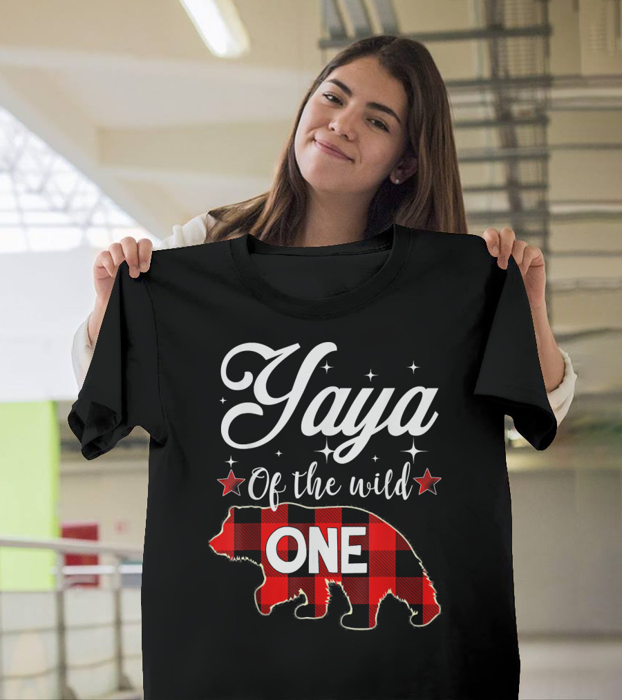 Yaya of the Wild One Red Plaid Bear T-Shirt