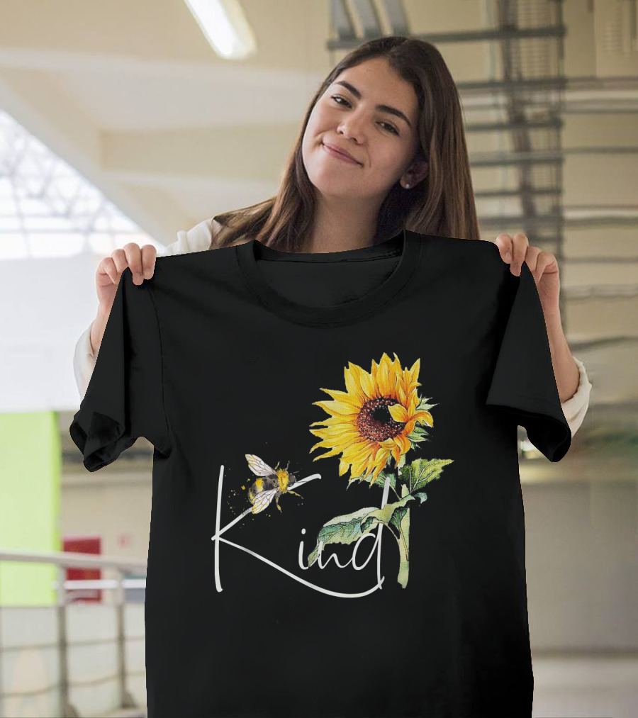 Bee Kind Sunflower and Honeybee Teacher T-Shirt