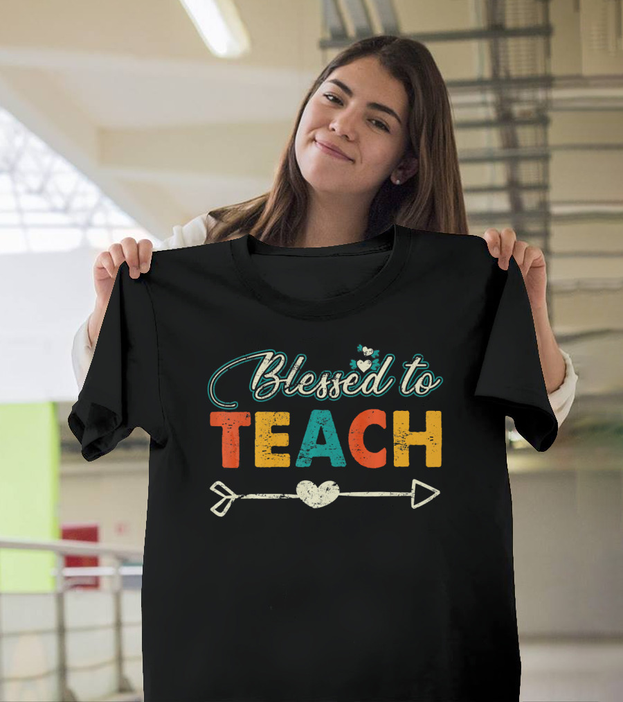 Blessed to Teach Heart Arrow Thanksgiving Teacher T-Shirt