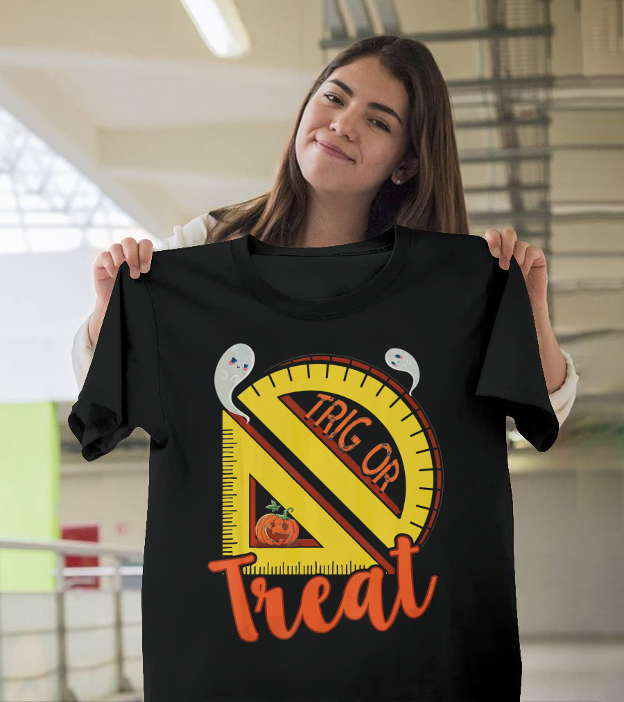 Funny Trig or Treat Halloween Protractor Ghost Pumpkin T-Shirt