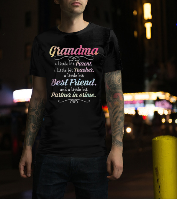 Grandma A Little Bit Parent Teacher Best Friend Partner In Crime T-Shirt