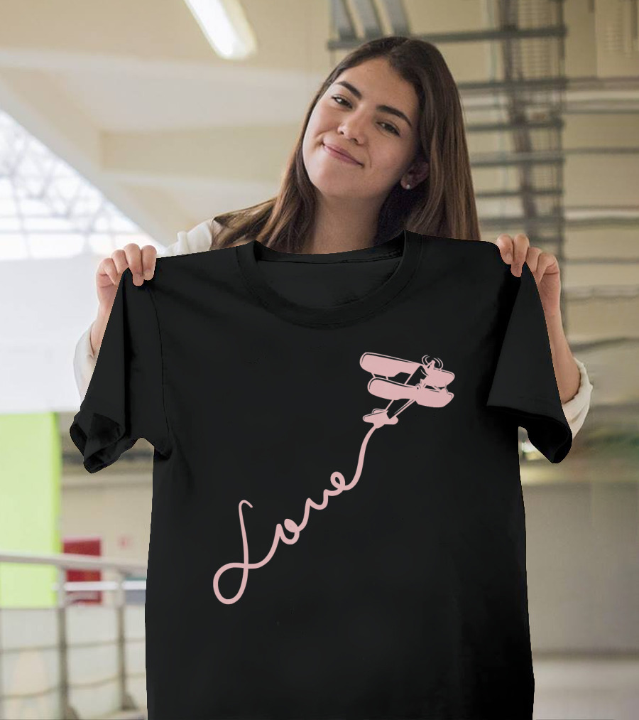 Love Avia Female Pilot Women's Airplane Path T-Shirt