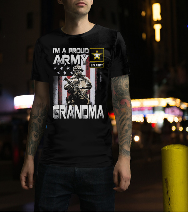 I'm A Proud U.S. Army Grandma American Flag Soldier Star T-Shirt