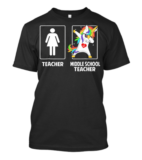 Teacher Middle School Teacher Unicorn Dabbing T-Shirt