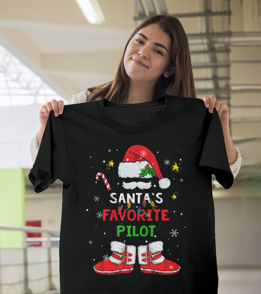 Santa's Favorite Pilot Christmas Themed T-Shirt