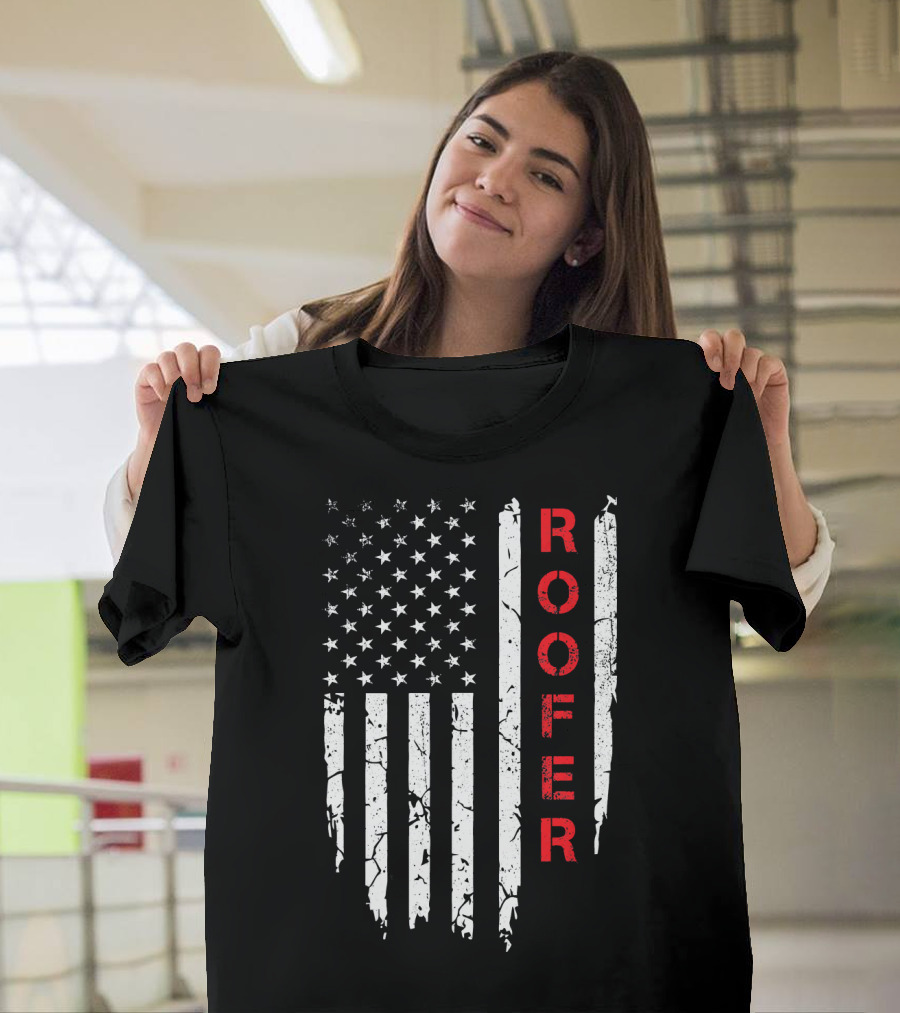 Roofer American Flag 4th of July Patriot T-Shirt