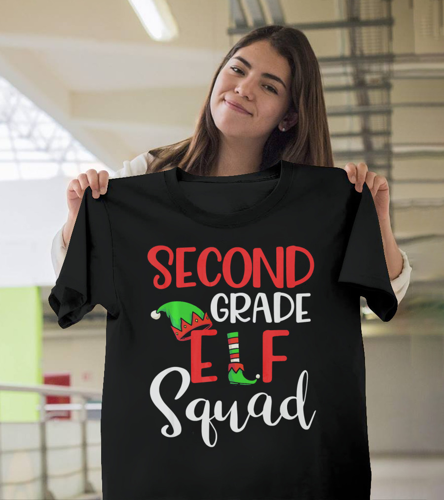 Second Grade Elf Squad Christmas Teacher Crew T-Shirt