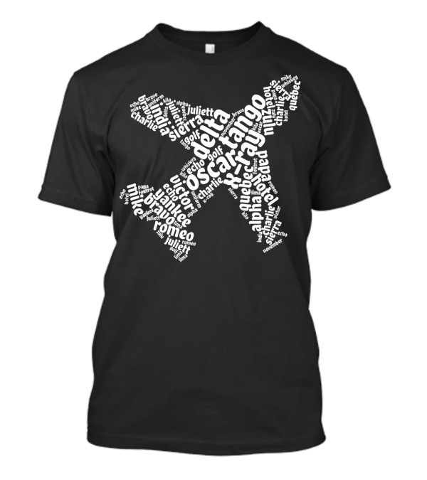 Plane Pilot Alphabet Flight School Tango Bravo Oscar Charlie Echo Golf Sierra Romeo Mike Juliett Kilo Delta Victor Charlie Quebec Flyin T-Shirt