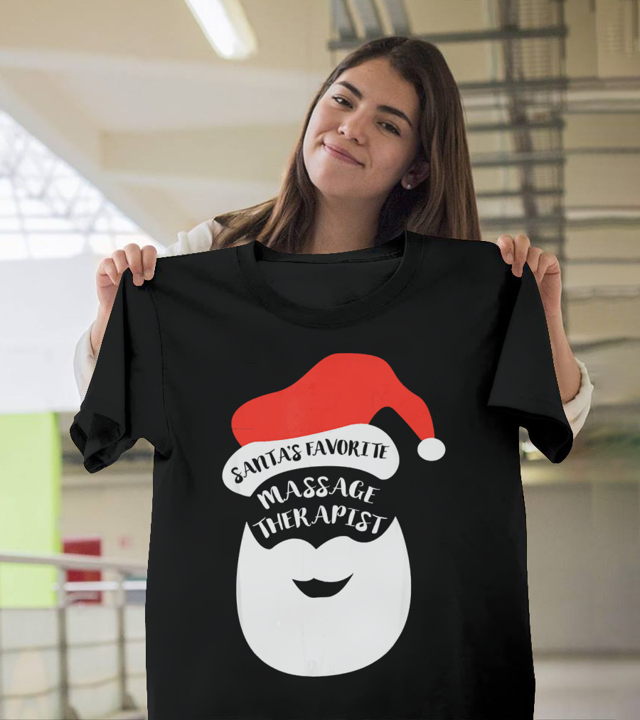 Santa's Favorite Massage Therapist Christmas Beard and Hat T-Shirt
