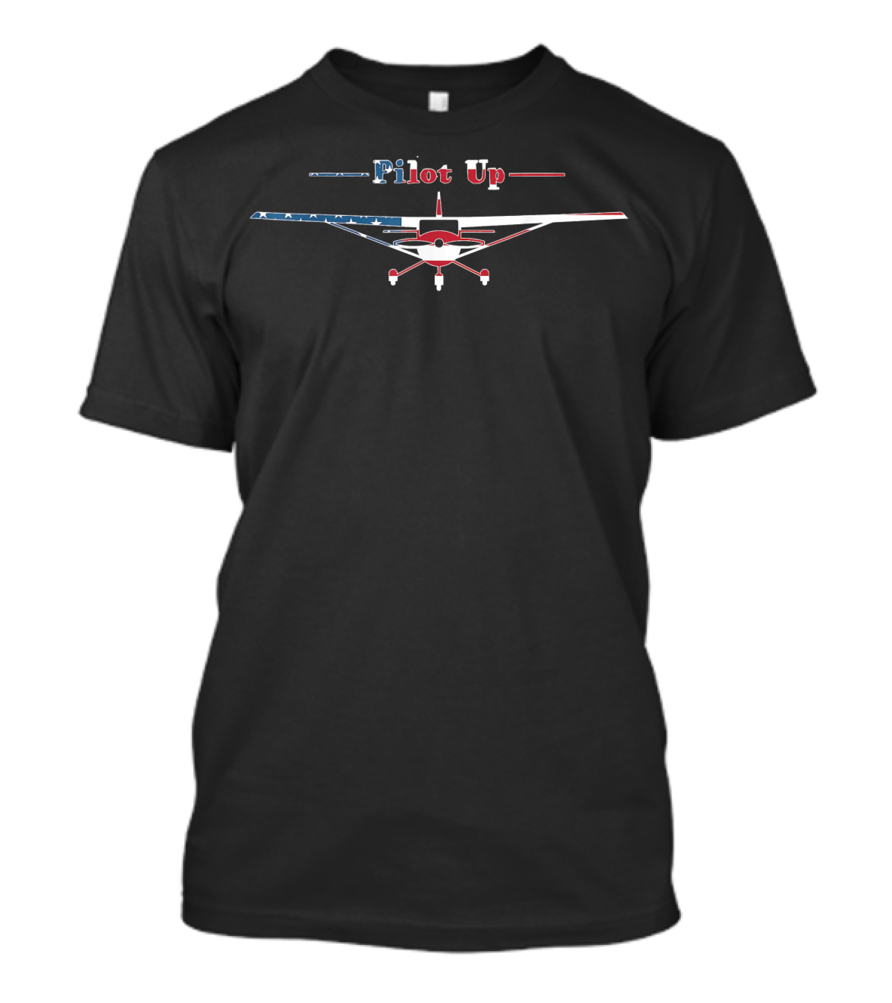 Pilot Up Airplane With American Flag Wings T-Shirt