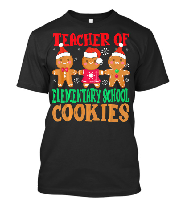 Teacher Of Elementary School Cookies Fun Christmas Gingerbread Snowflakes T-Shirt