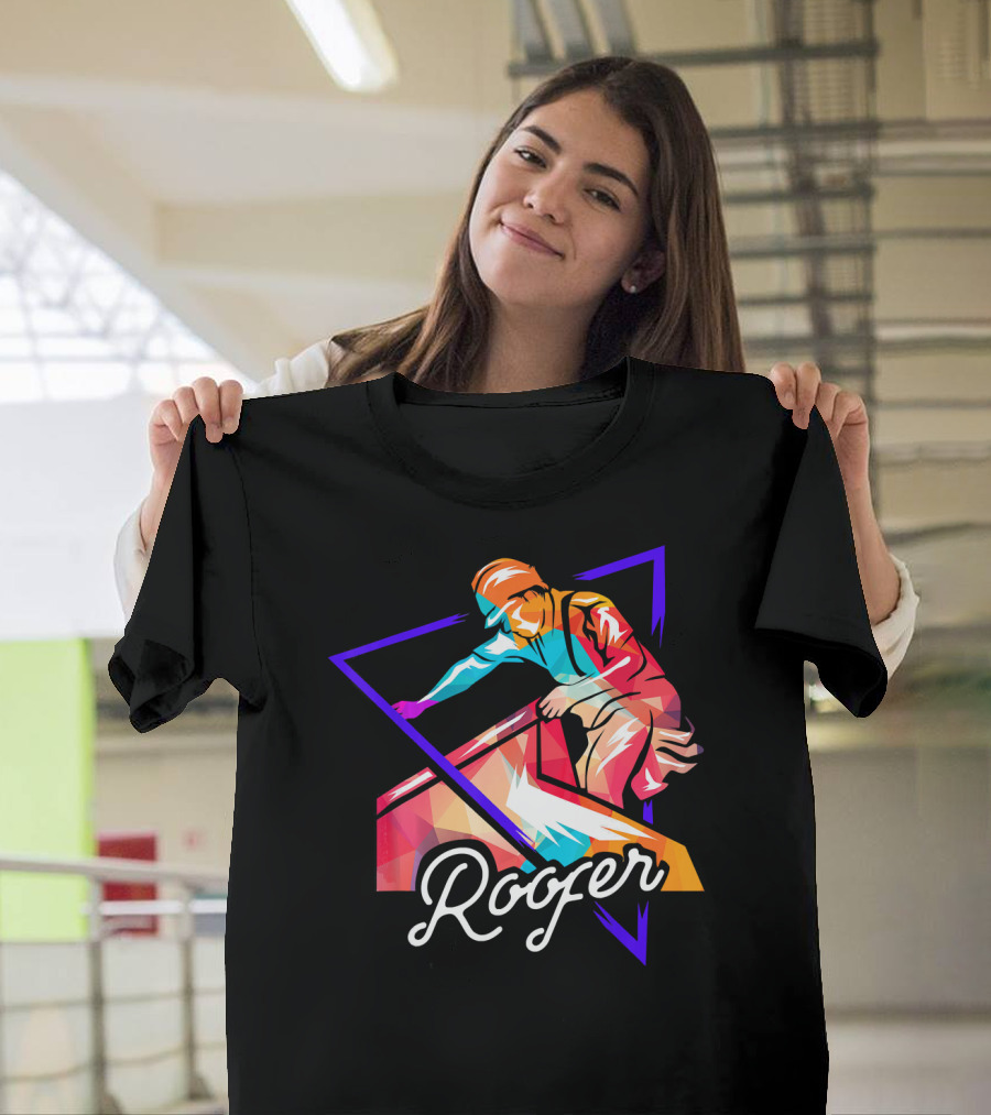 Roofer Roofing Profession Unique Colorful Geometric T-Shirt