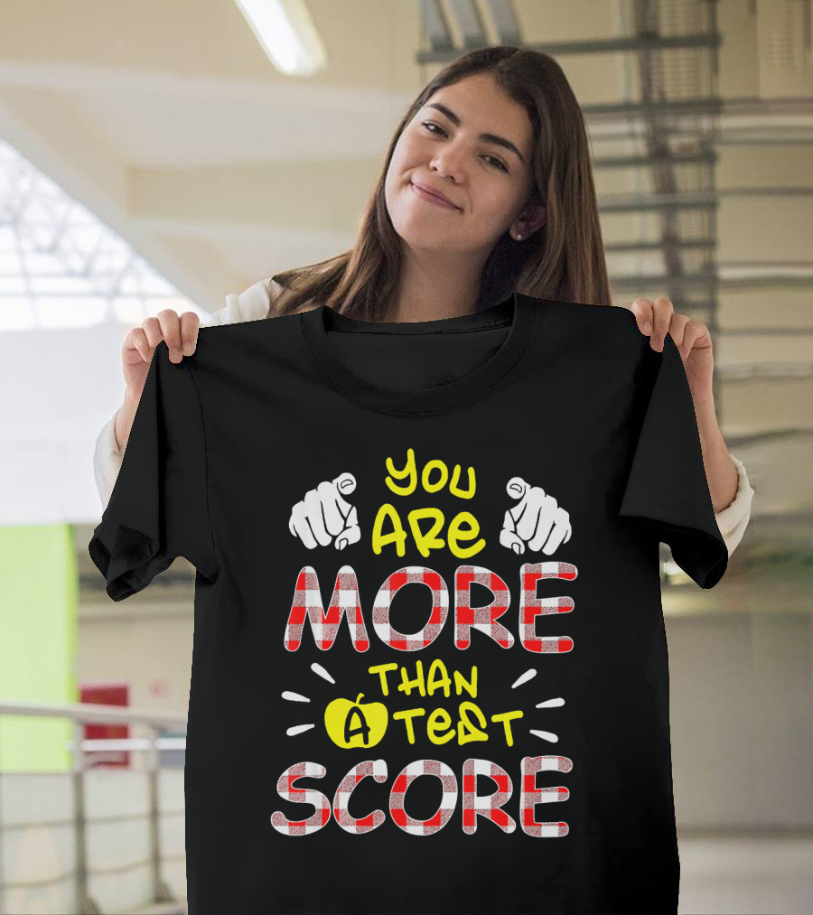 You Are More Than a Test Score Teacher Fun Red Plaid Apple T-Shirt