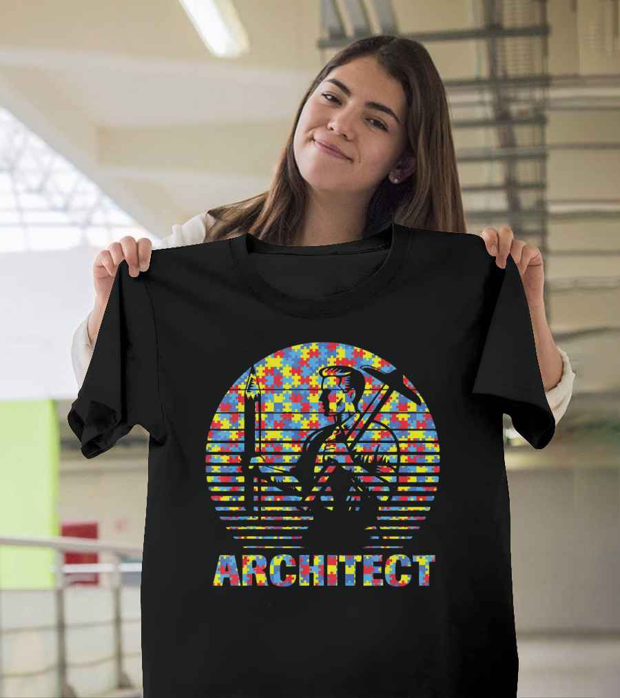Architect Puzzle Pattern Autism Strong T-Shirt