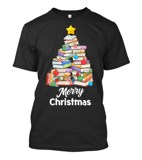 Merry Christmas Book Tree Librarian T-Shirt