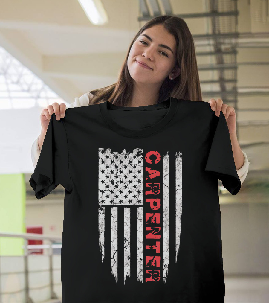 Carpenter American Flag Proud USA T-Shirt