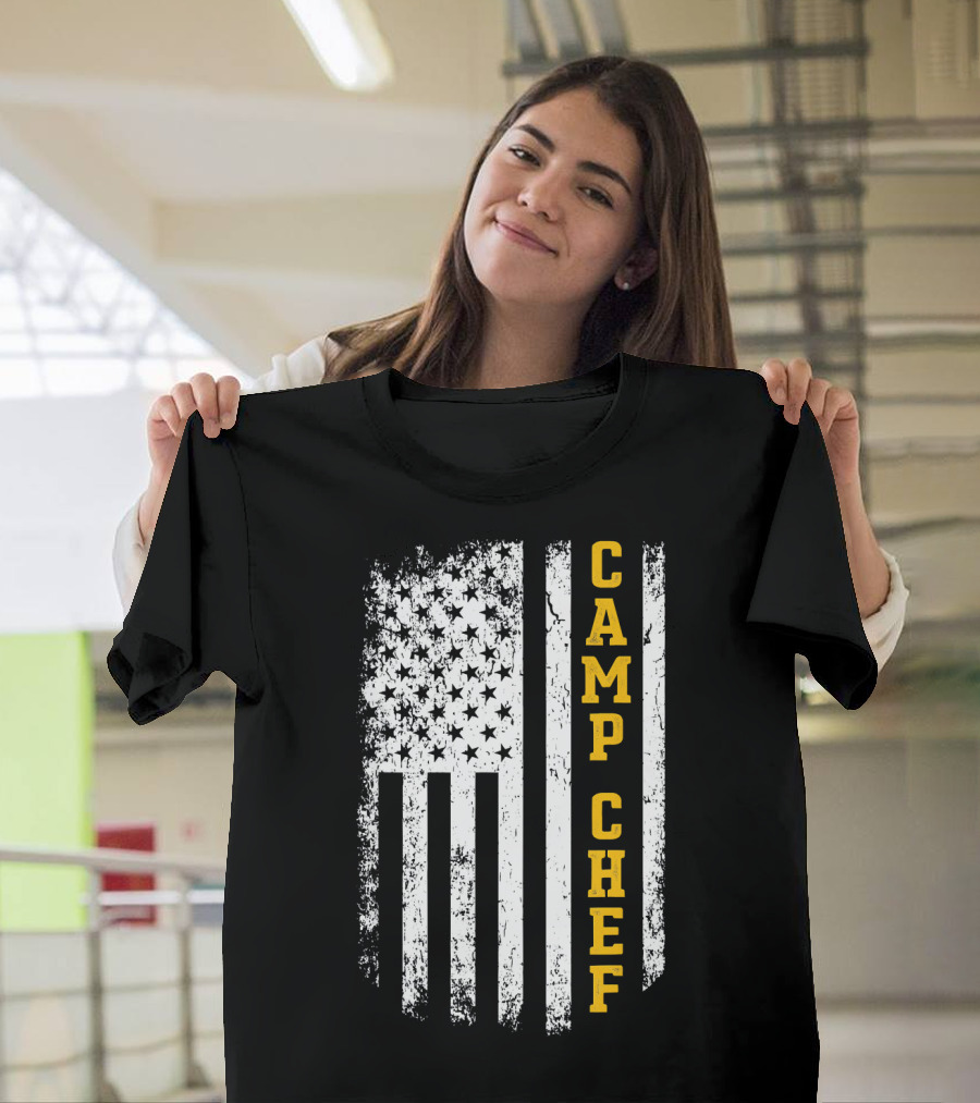 Camp Chef USA Flag Camper Rustic Style Patriotic T-Shirt