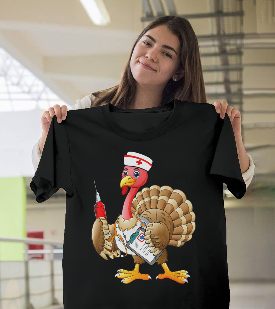 Cute Nurse Thanksgiving Turkey with Doctor Accessories T-Shirt