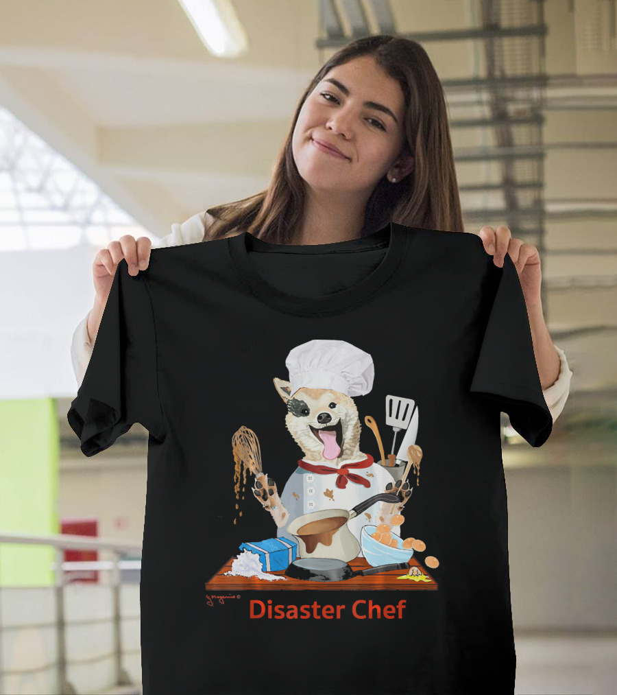 Disaster Chef Funny Bad Cook Dog with Utensils T-Shirt