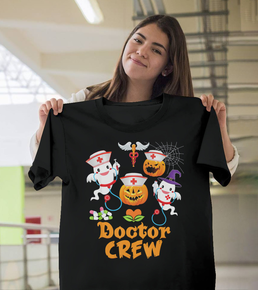 Doctor Crew Ghost Pumpkin Halloween Squad T-Shirt
