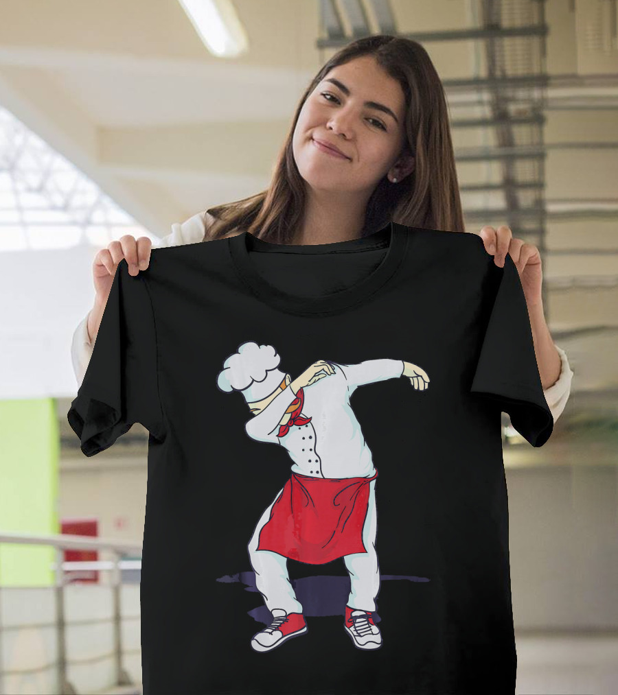 Funny Dabbing Hibachi Chef Cute Sous Chef in Red Apron and Sneakers T-Shirt