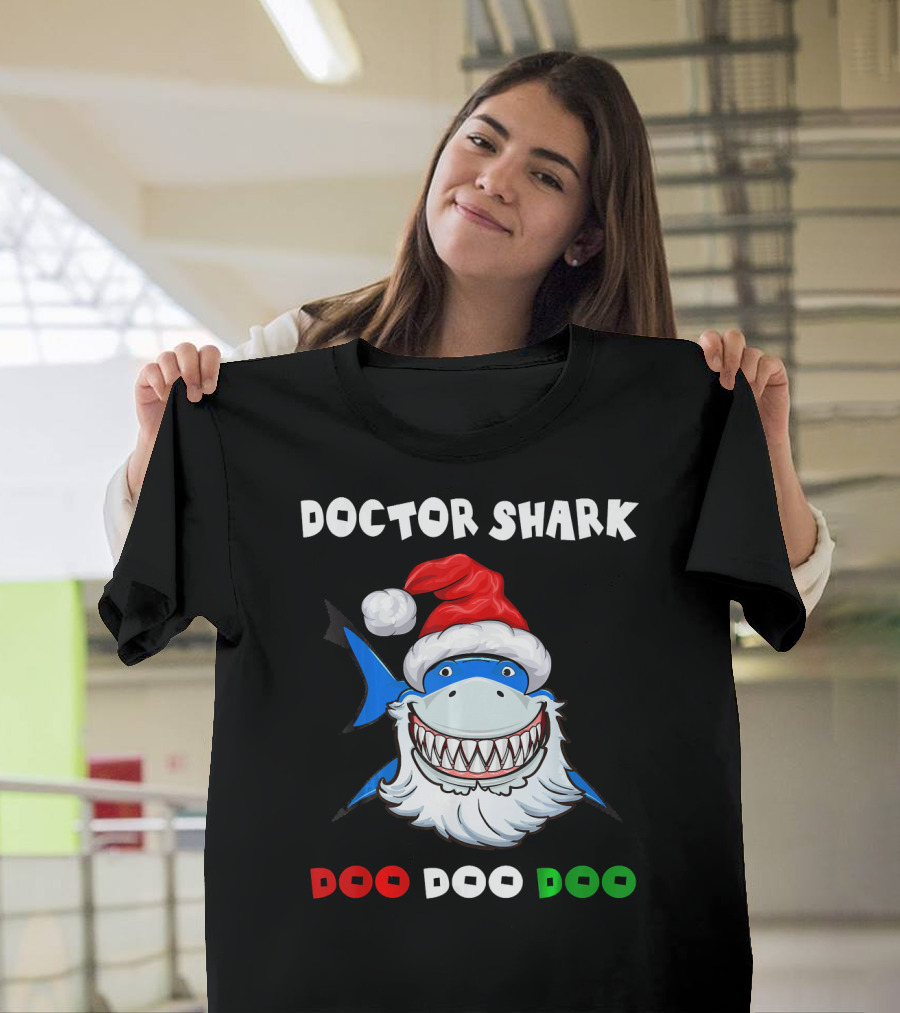 Doctor Shark Doo Doo Doo Christmas Santa Hat T-Shirt