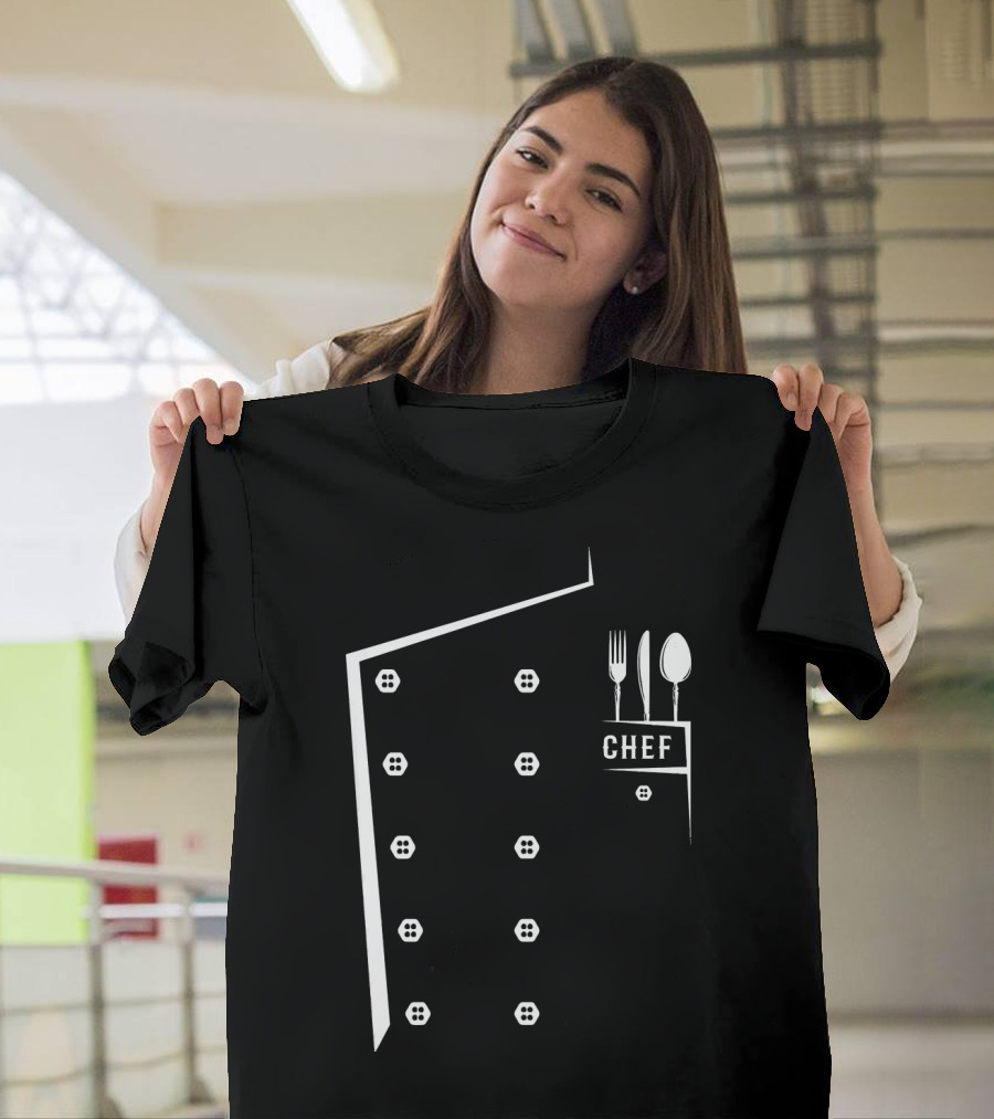 Funny Chef Cooking Spoon and Fork Chef Button Jacket T-Shirt