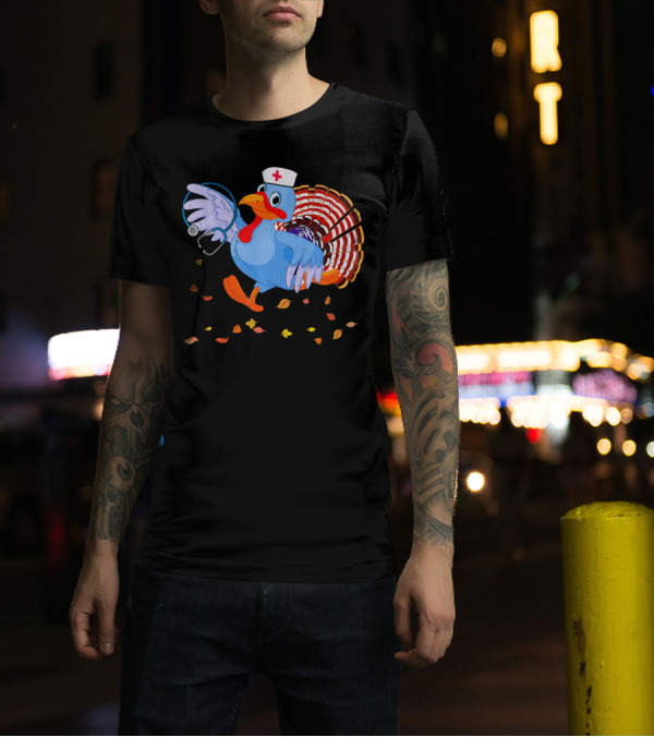 Funny Thanksgiving Turkey Nurse Doctor Stethoscope T-Shirt