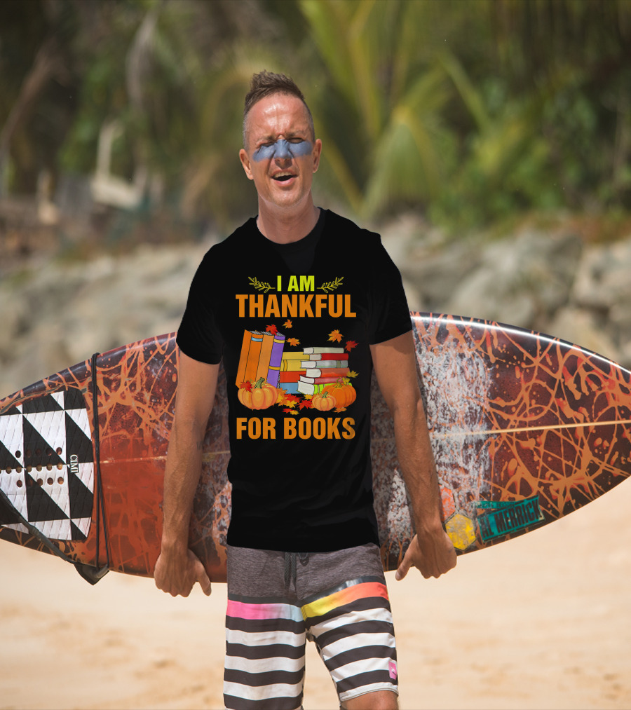 I Am Thankful For Books Pumpkins Leaves Librarian T-Shirt