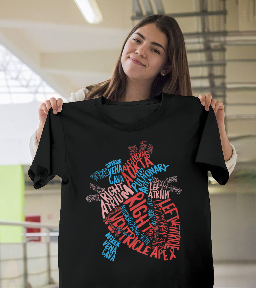 Heart Anatomy Cardiac Nurse Doctor Anatomy Right Atrium Artery Ventricles T-Shirt
