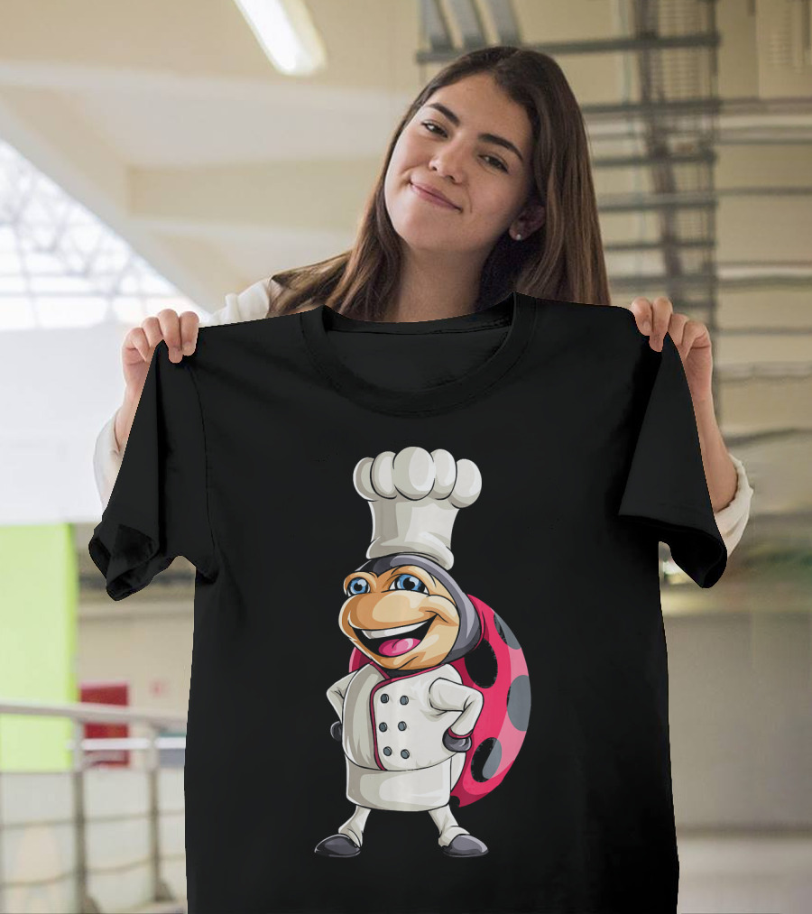 Ladybug Chef Cartoon Character with Polka Dot Wings T-Shirt