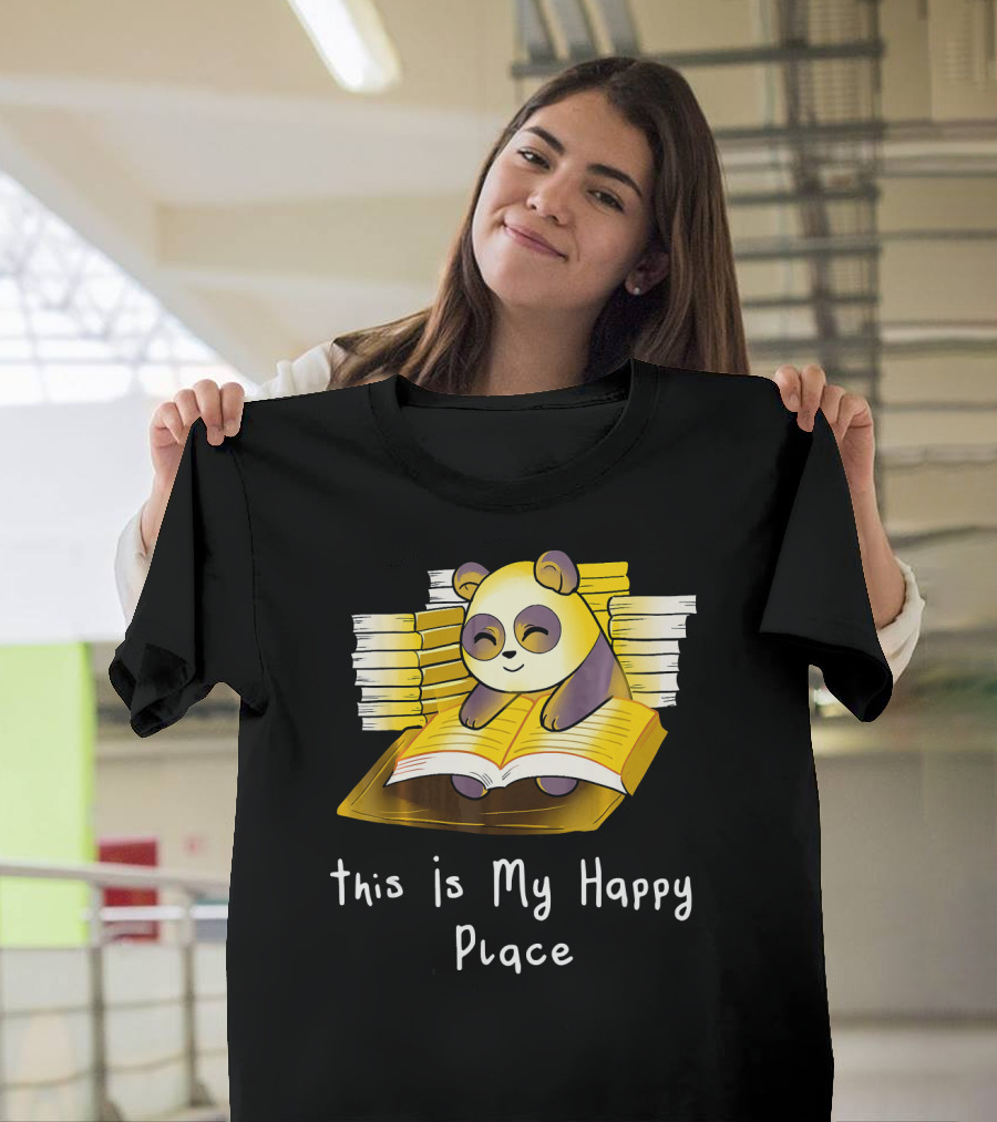 This Is My Happy Place Funny Panda Reading Books T-Shirt