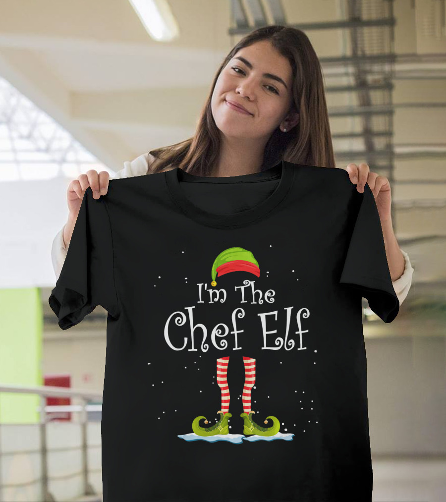 I'm The Chef Elf Christmas Attire with Striped Socks and Elf Shoes T-Shirt