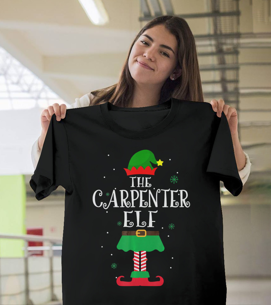 The Carpenter Elf Christmas Outfit with Festive Hat and Boots T-Shirt