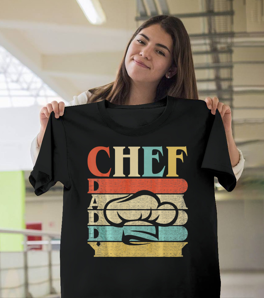 CHEF Daddy Retro Vintage Cooking Hat Stripes T-Shirt