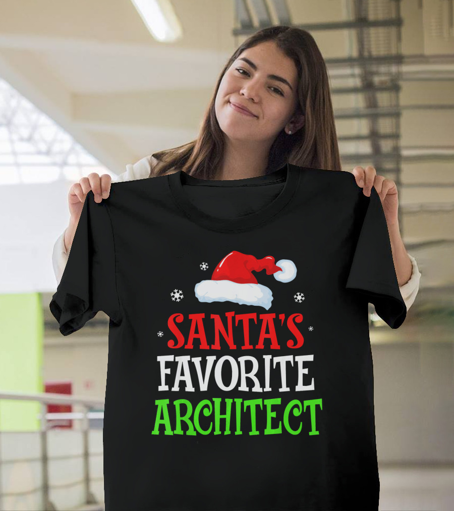 Santa's Favorite Architect Christmas Holiday Santa Hat T-Shirt