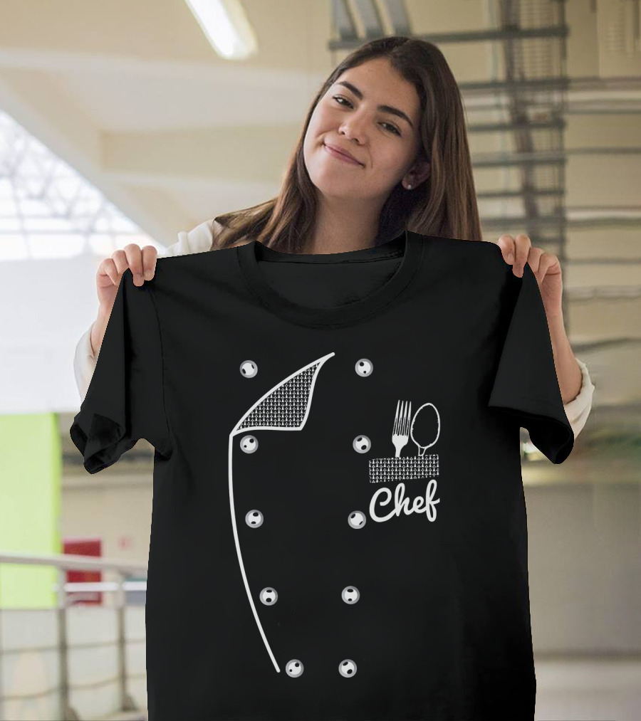 Chef Uniform Faux Fun Jacket Cos Button T-Shirt