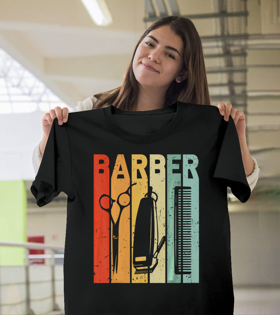 Barber Vintage Scissors Clipper Comb T-Shirt