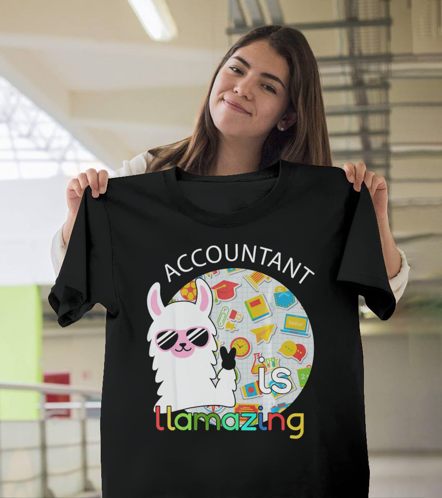 Accountant Is Llamazing Llama with Sunglasses School Supplies T-Shirt