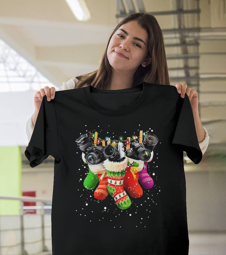 Christmas Camera Stockings for Holiday Photographer T-Shirt