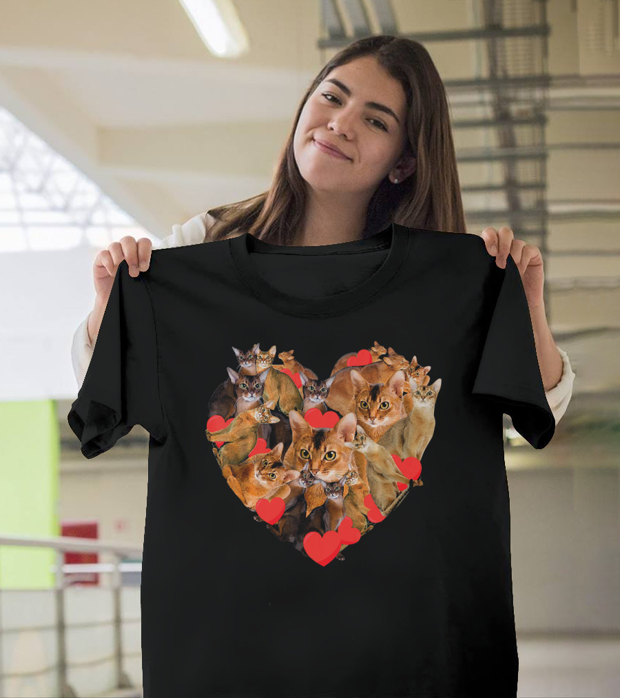 Abyssinian Cat Heart Valentine's Day Image T-Shirt