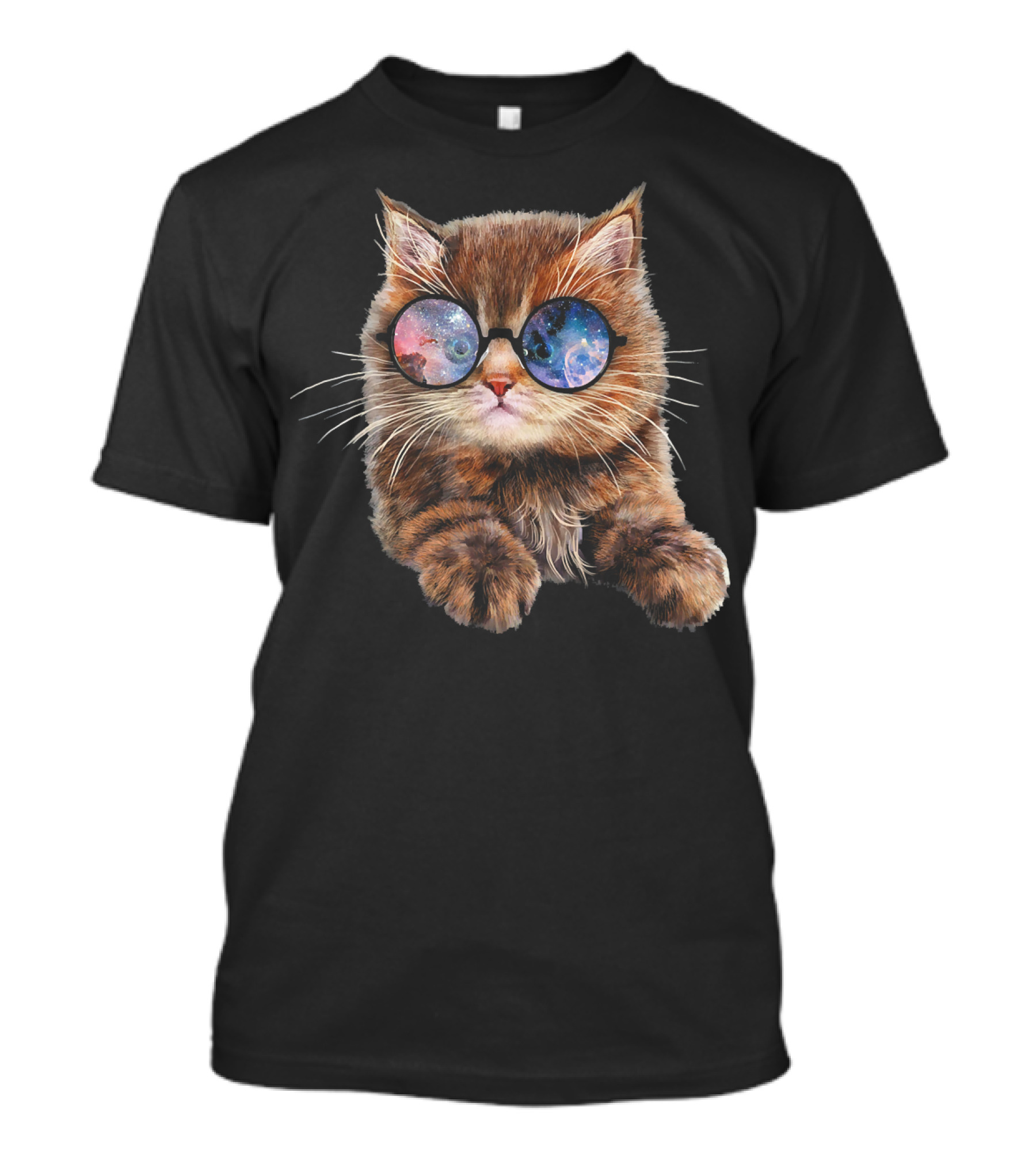 Brown Tabby Kitten With Cosmic Galaxy Sunglasses T-Shirt