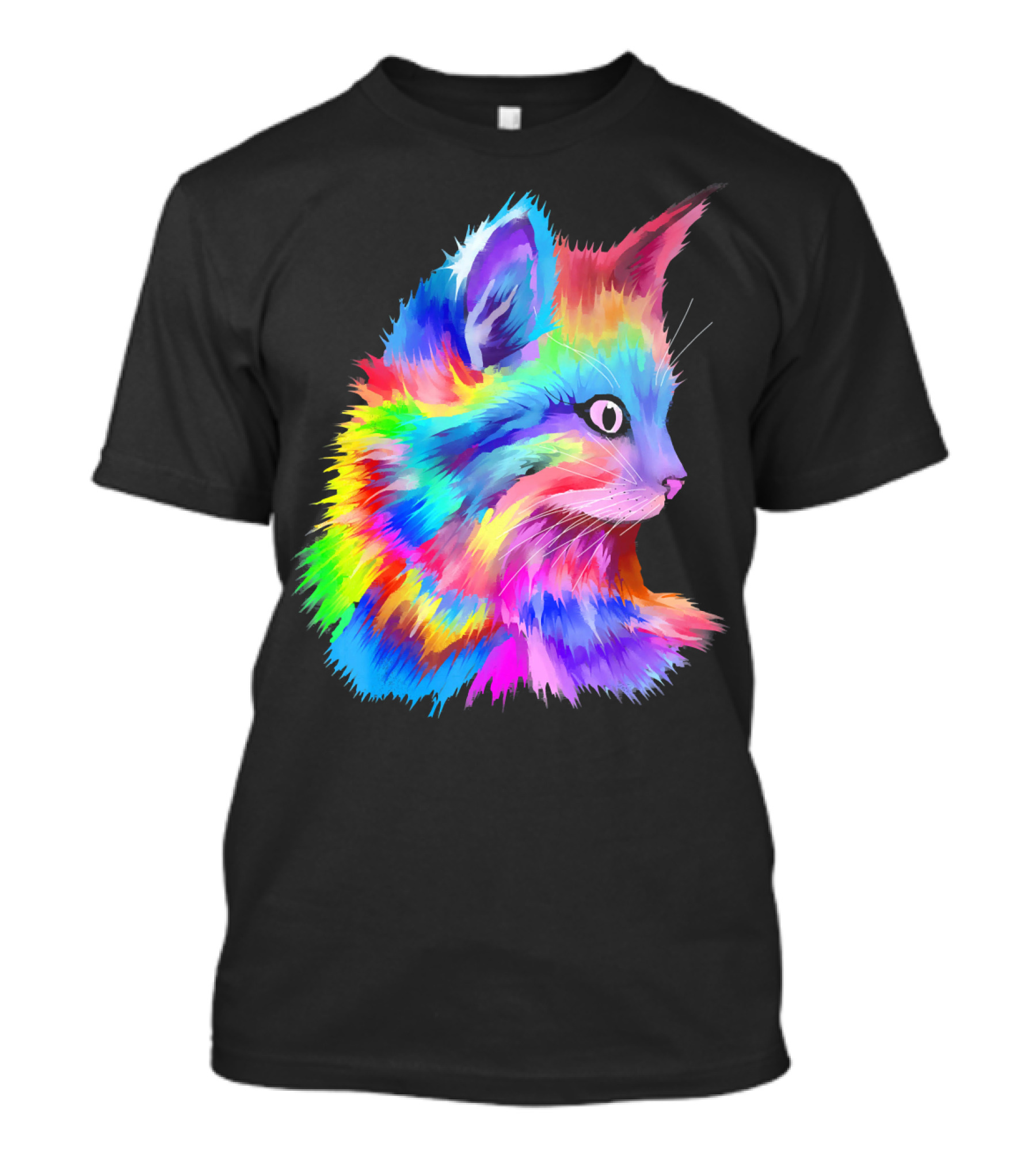 Colorful Rainbow Psychedelic Cute Kitten Cat T-Shirt