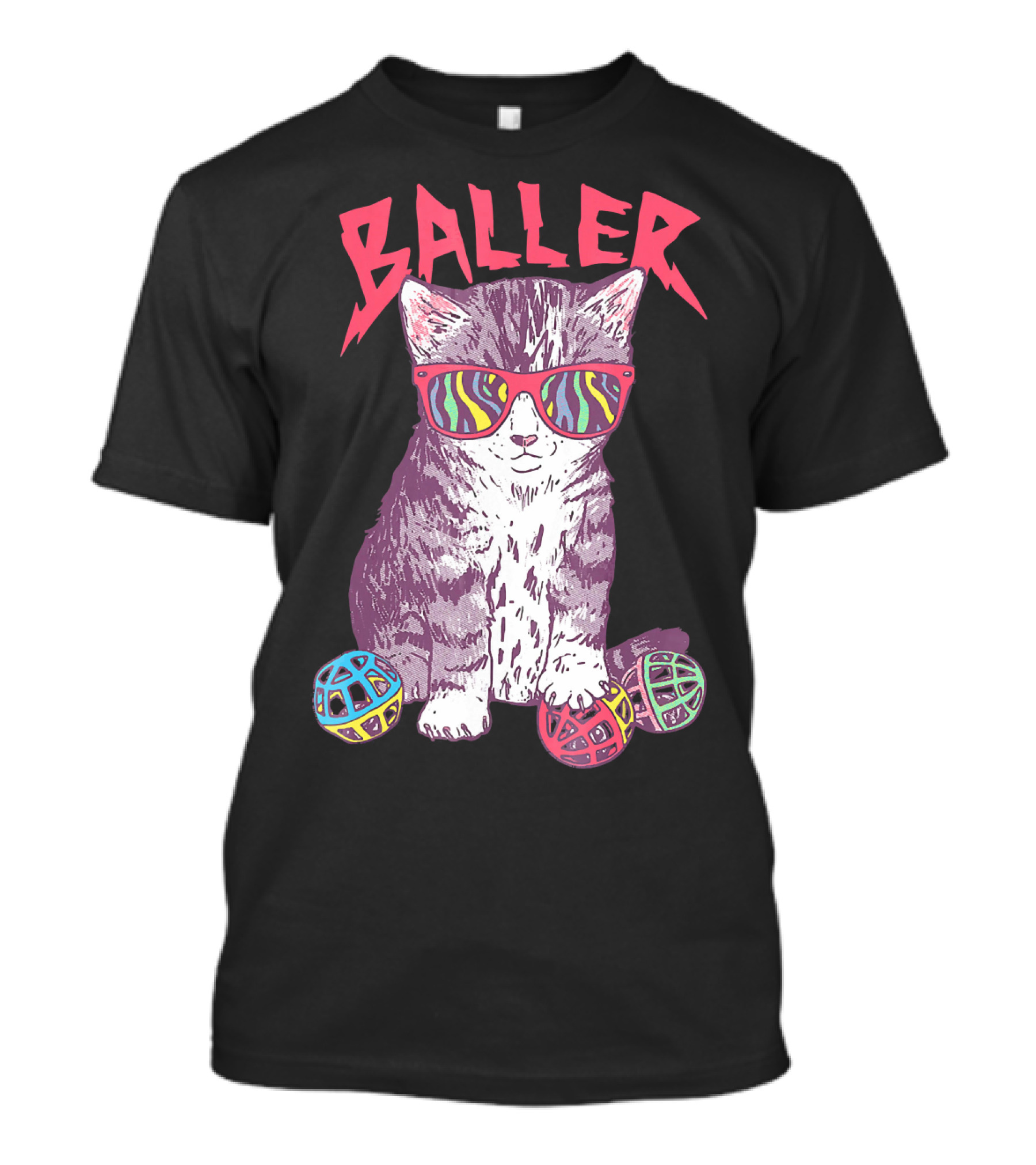 Kitten Baller Sunglasses Funny Pun Dad Joke Silly T-Shirt