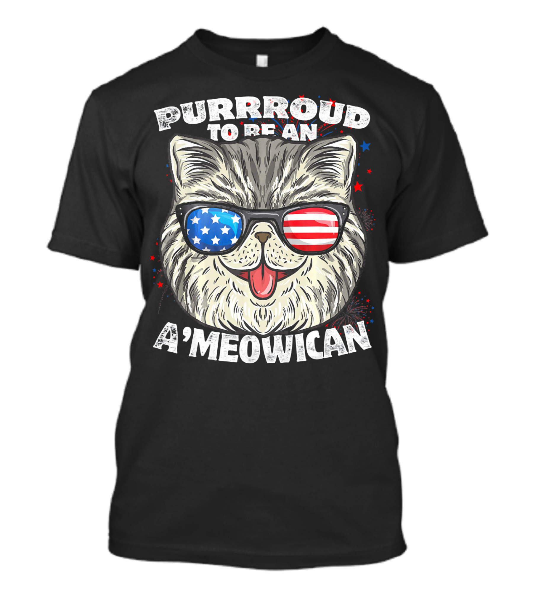 Purrrroud To Be An A'Meowican With Patriotic Sunglasses T-Shirt