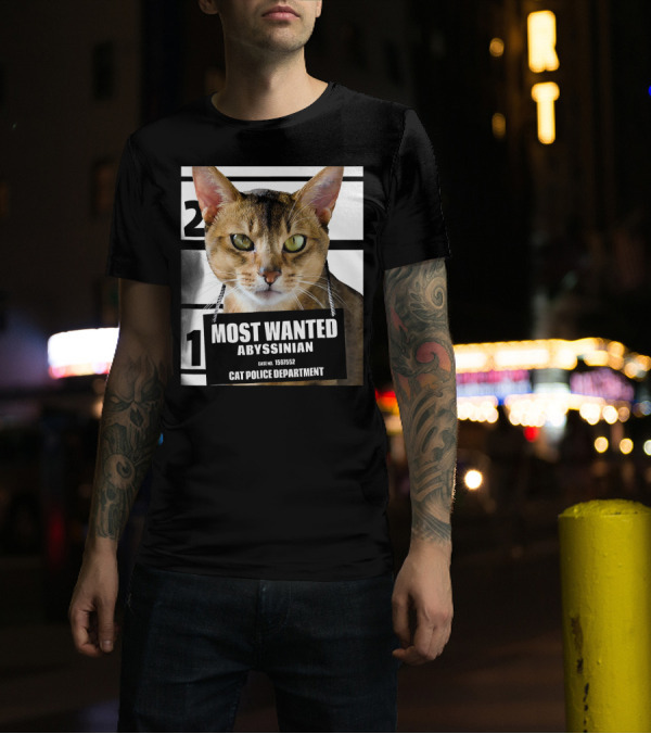 Most Wanted Abyssinian Cat Police Department Case No. 1561552 T-Shirt