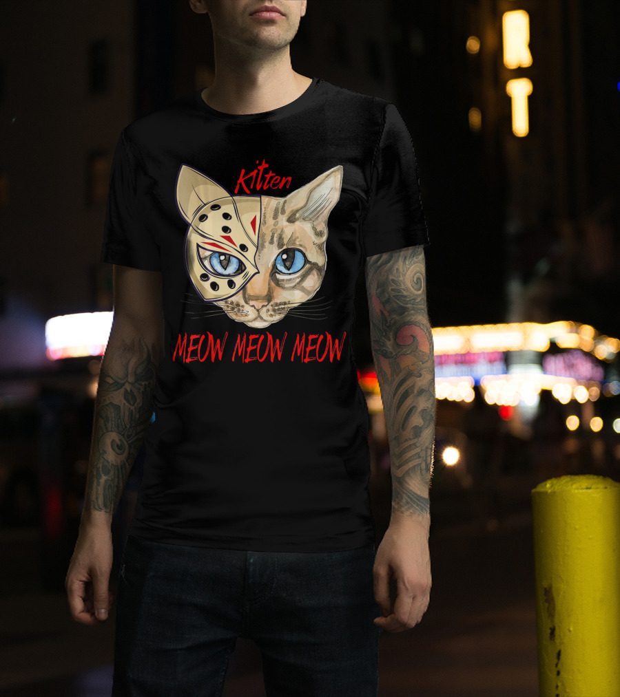 Kitten Meow Meow Meow Hockey Mask Lovers T-Shirt