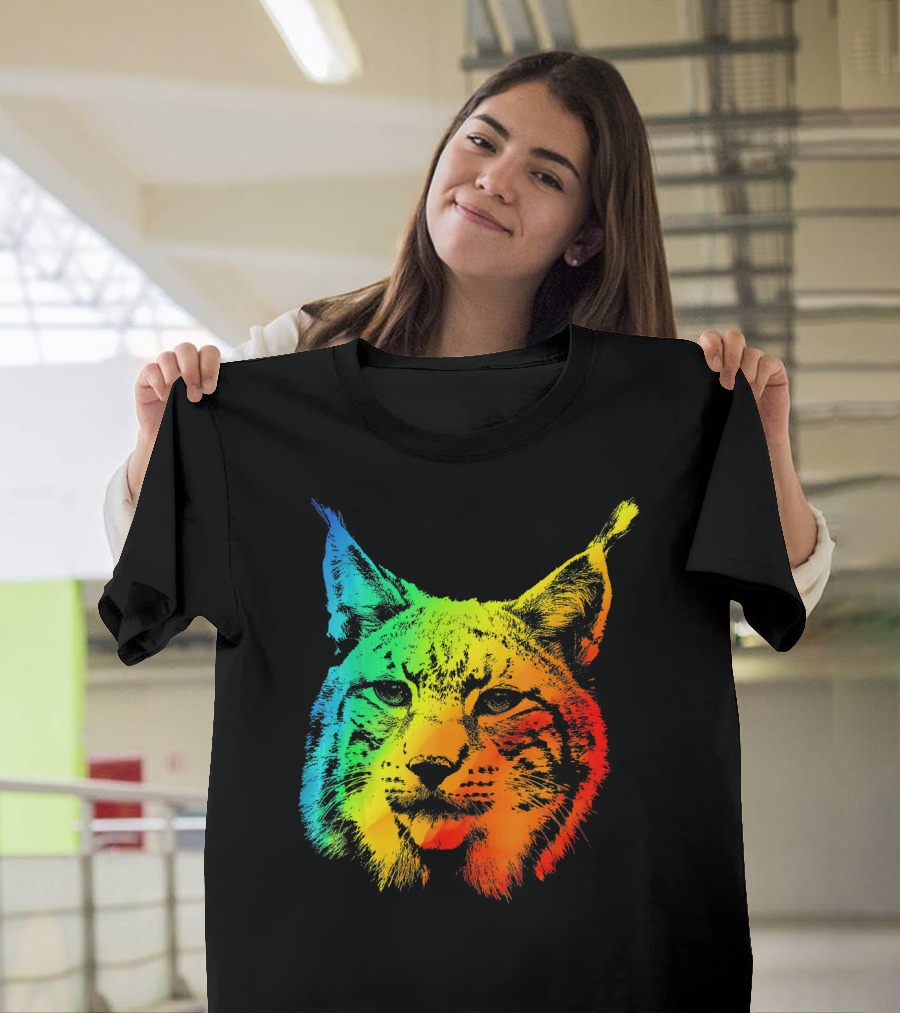 LYNX Colorful Rainbow Vibrant Cat T-Shirt
