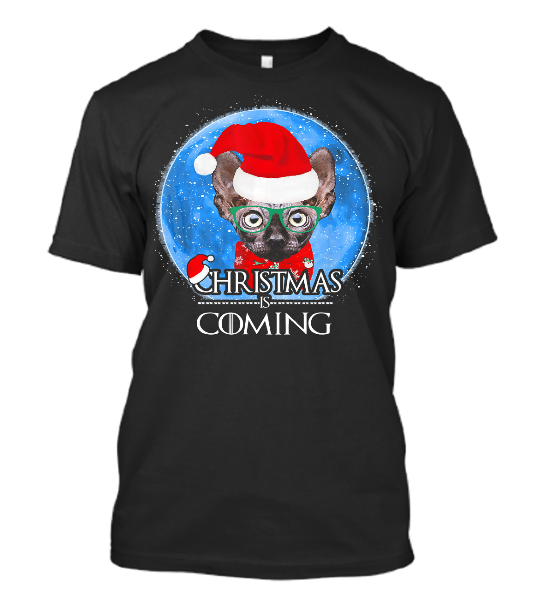 Santa Sphynx Cat Christmas Is Coming T-Shirt