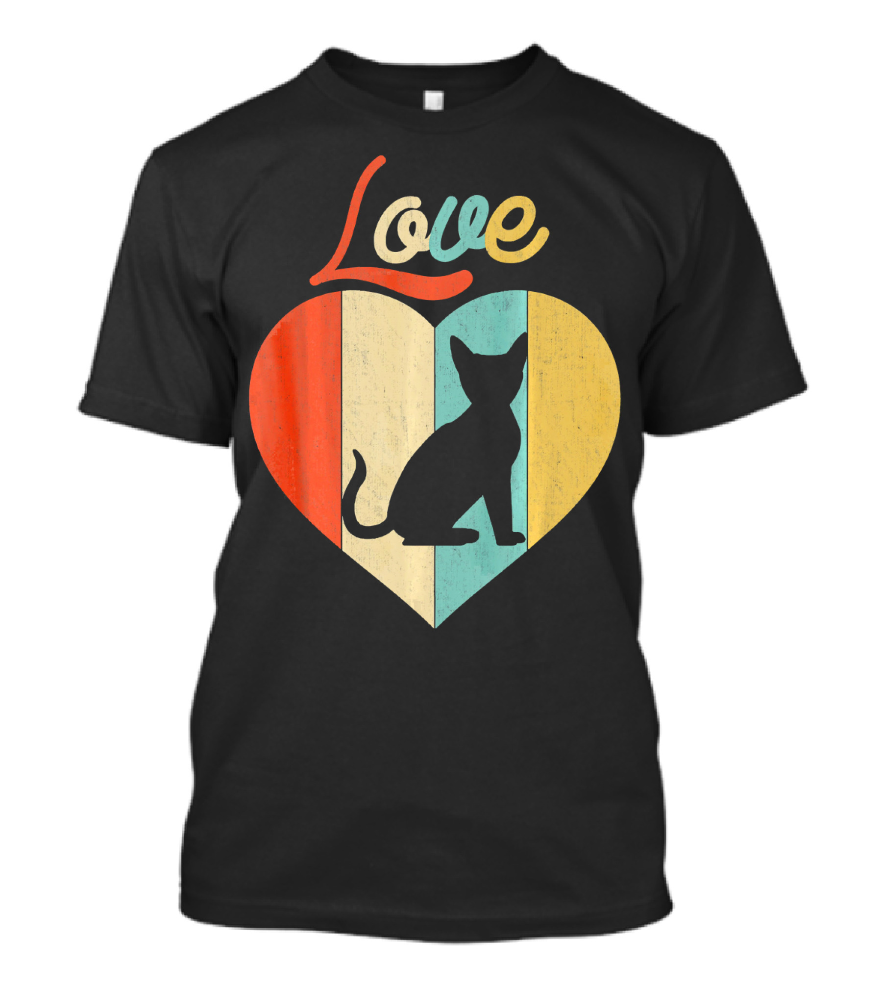 Love Vintage Retro Devon Rex Cat Heart T-Shirt